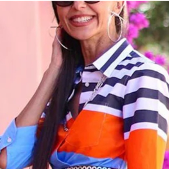 UOOZEE Like New Colorful stripe shirt midi dress, S, GD1164 - Picture 2 of 3